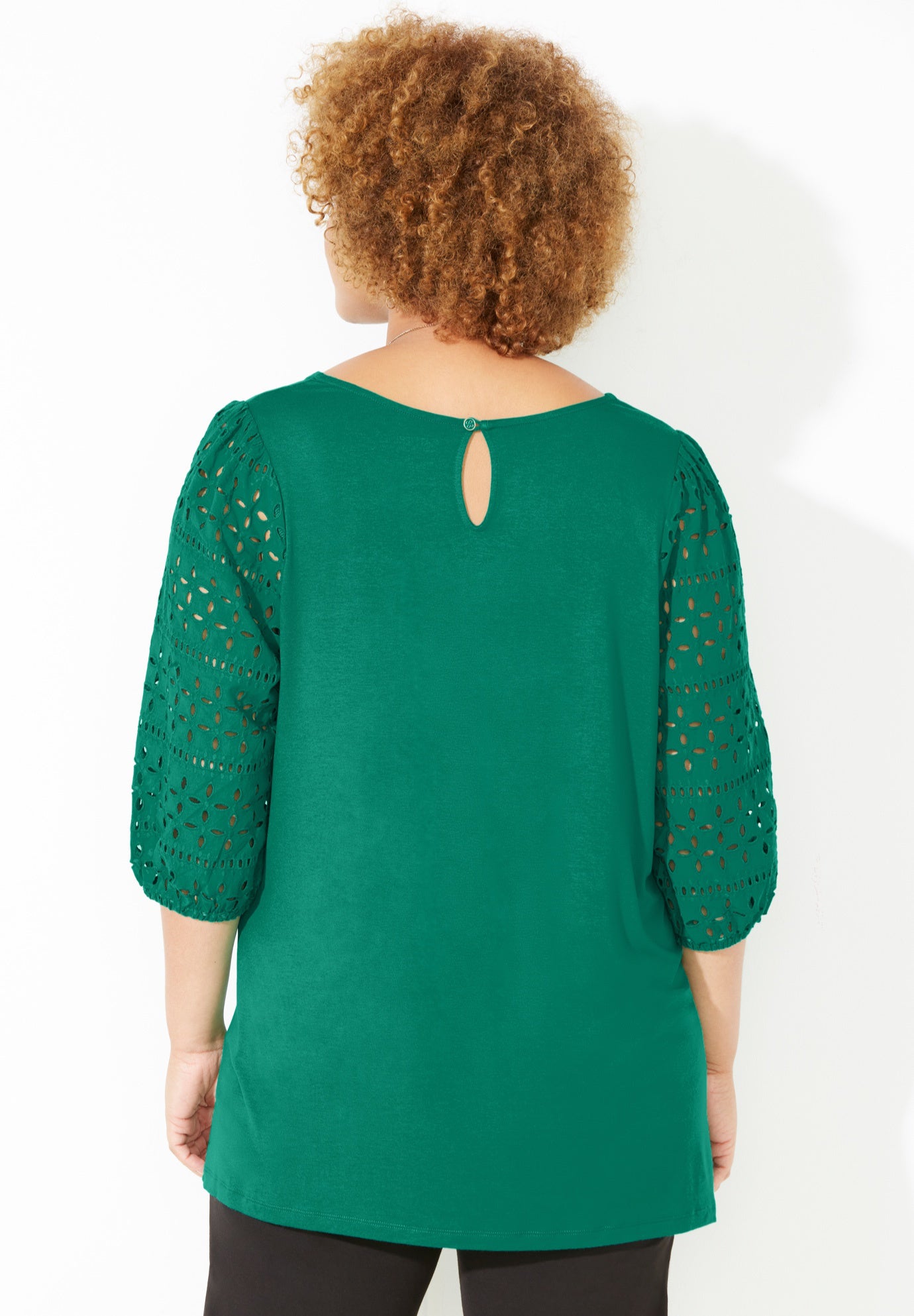 Liz&Me® Eyelet Peasant Top image number 1