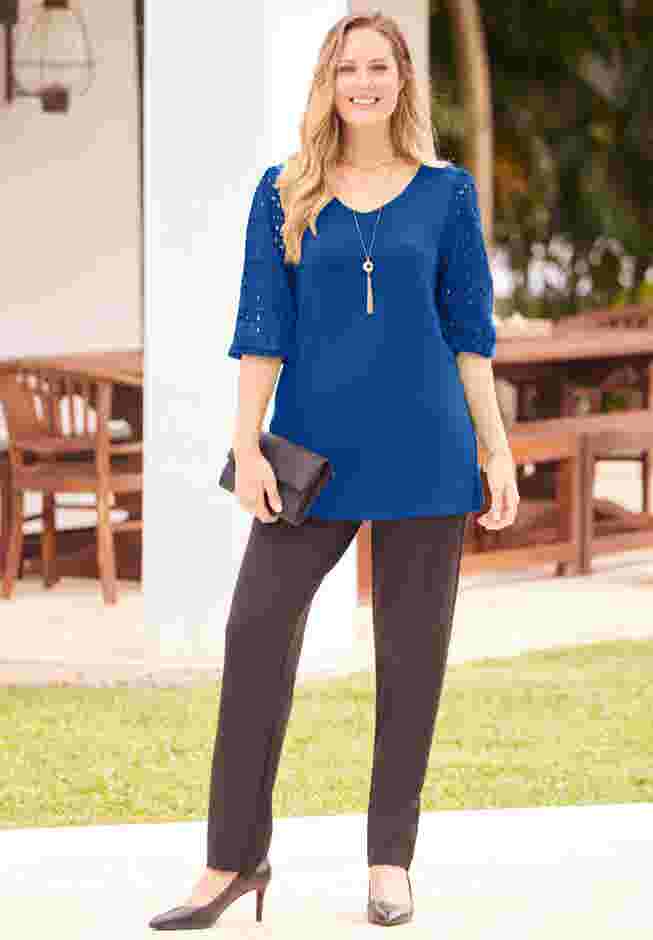Liz&Me® Eyelet Peasant Top image number 0