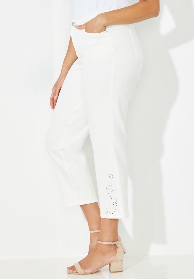 Eyelet Hem Straight Leg Capri image number 2