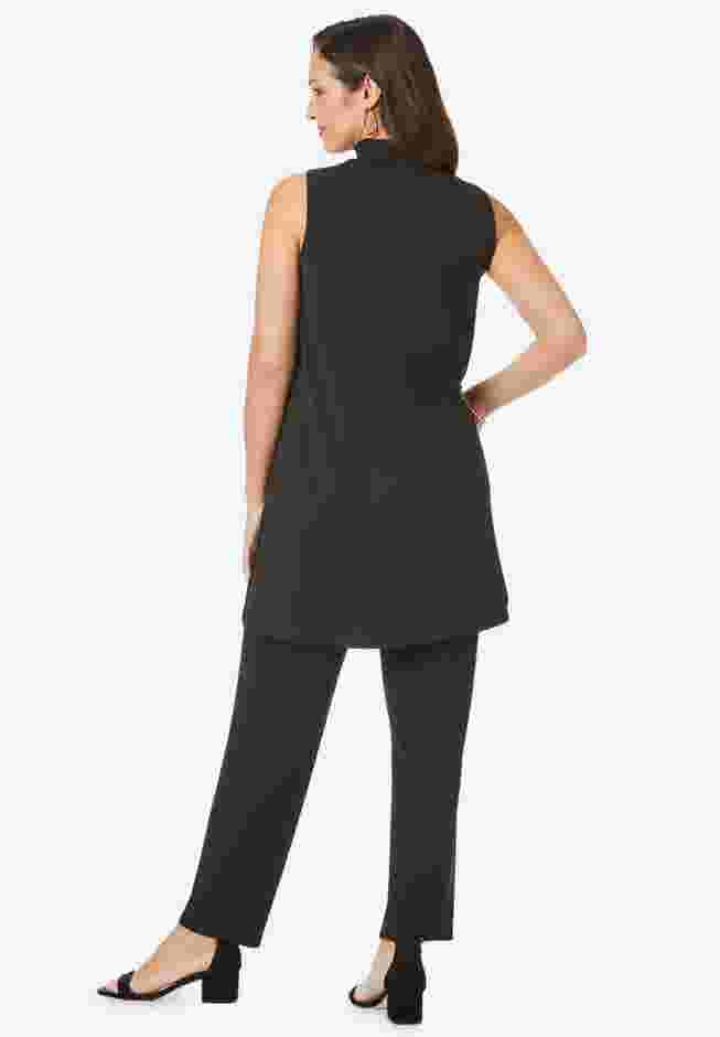 2-Piece Stretch Knit Mockneck Mega Tunic Set image number 1