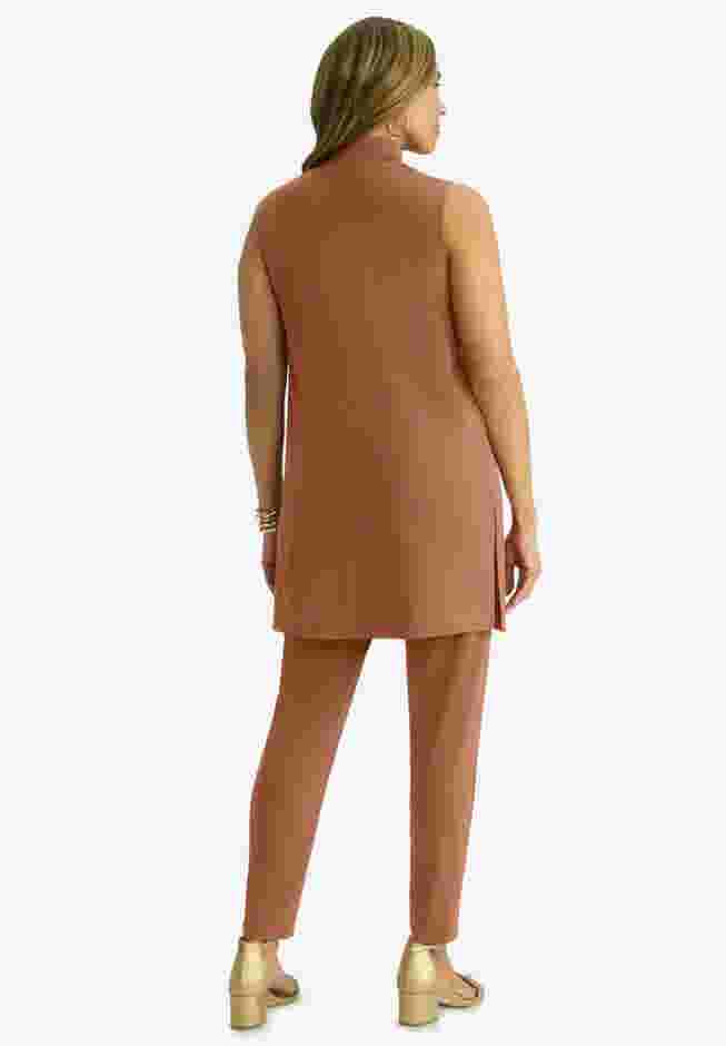 2-Piece Stretch Knit Mockneck Mega Tunic Set image number 1