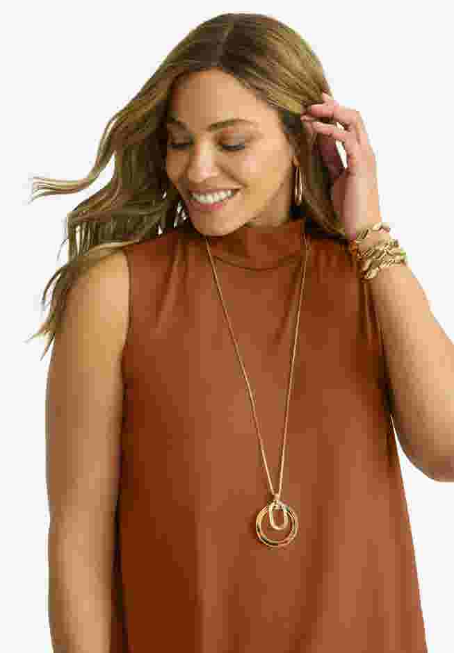 2-Piece Stretch Knit Mockneck Mega Tunic Set image number 3