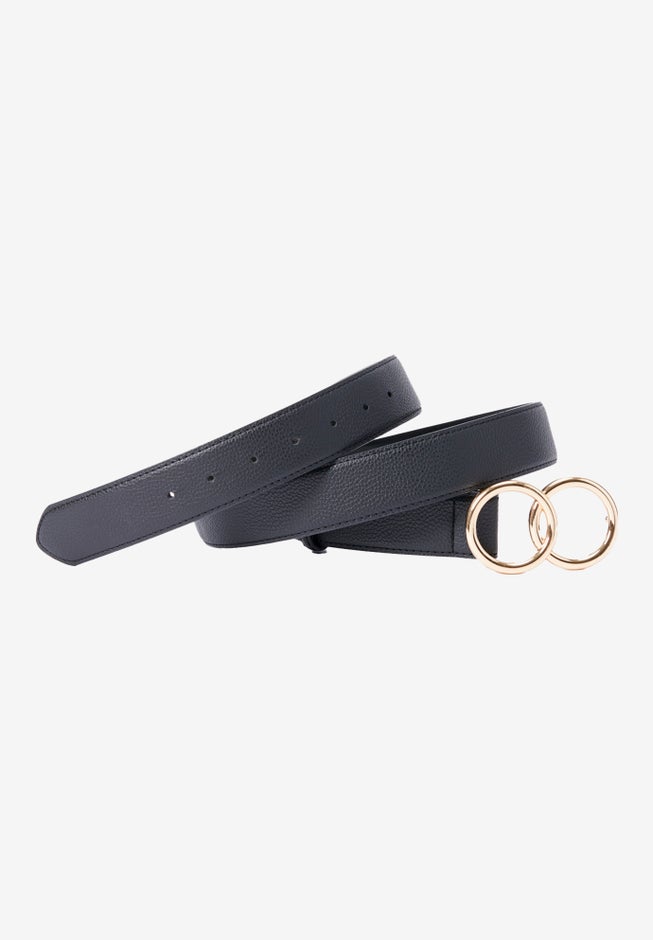 Double Ring Faux-Leather Belt image number null
