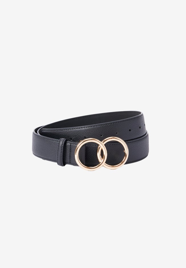 Double Ring Faux-Leather Belt image number null