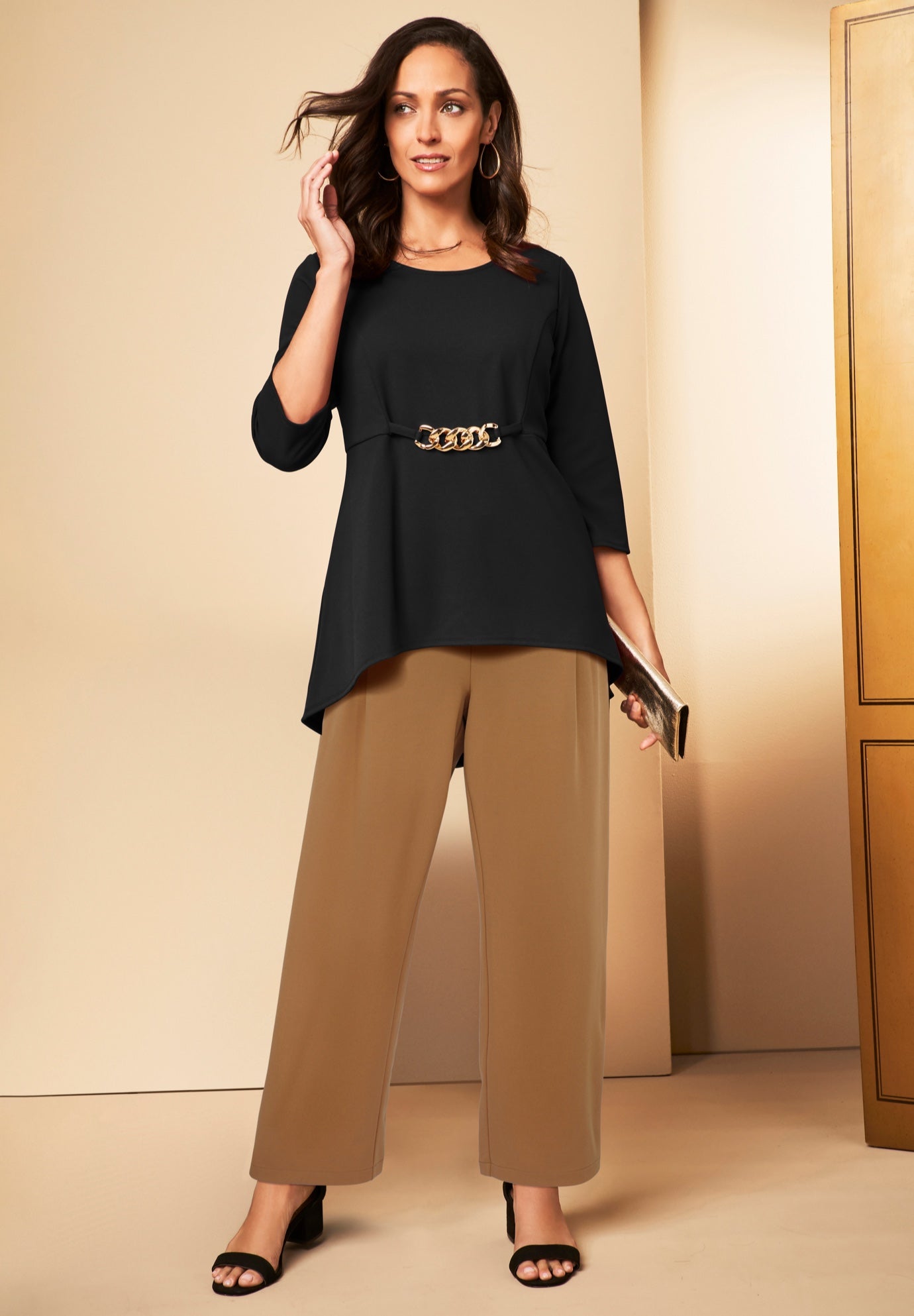 Stretch Knit Crepe Wide Leg Pant image number 4