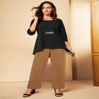 Stretch Knit Crepe Wide Leg Pant image number null