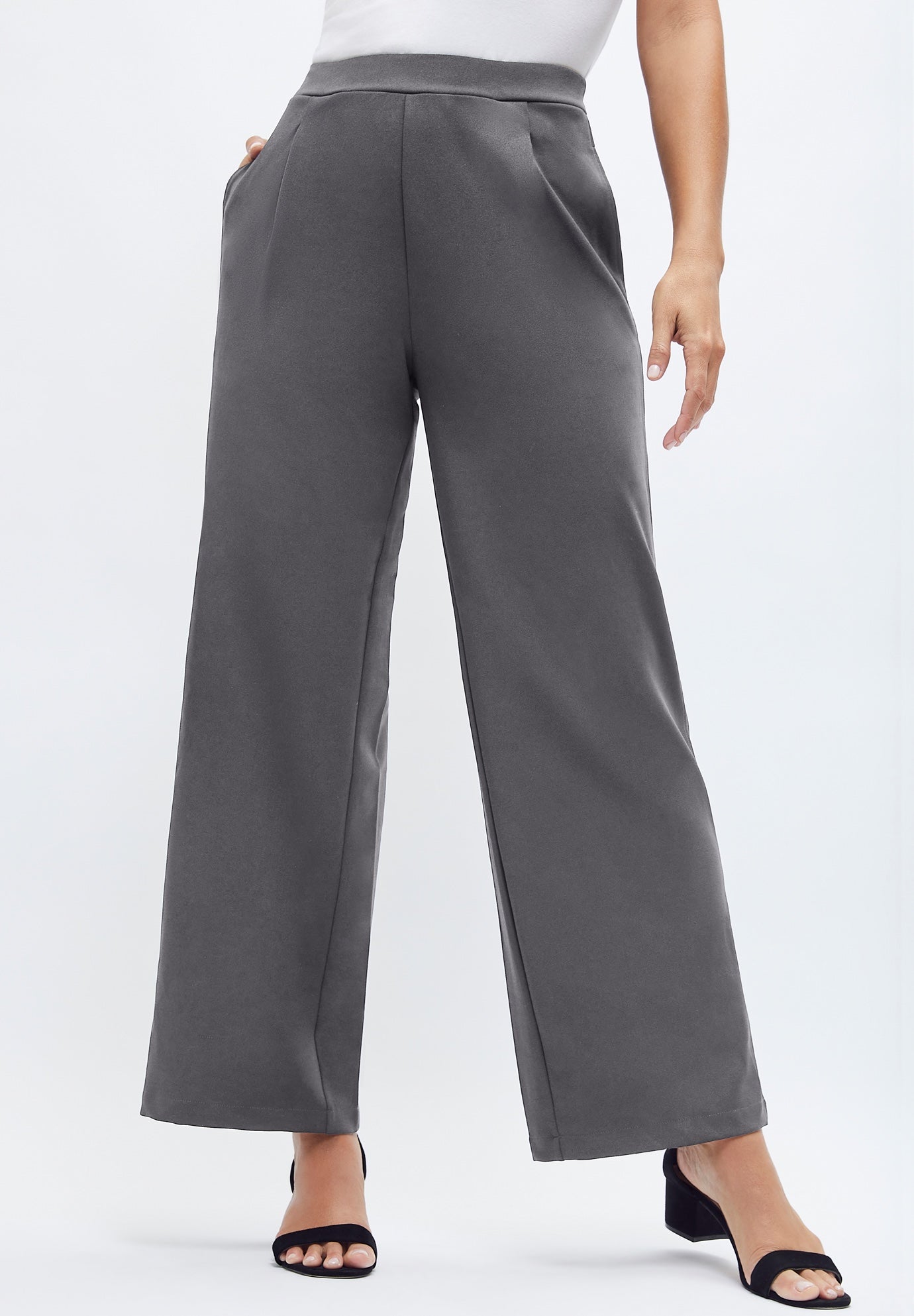Stretch Knit Crepe Wide Leg Pant image number 0