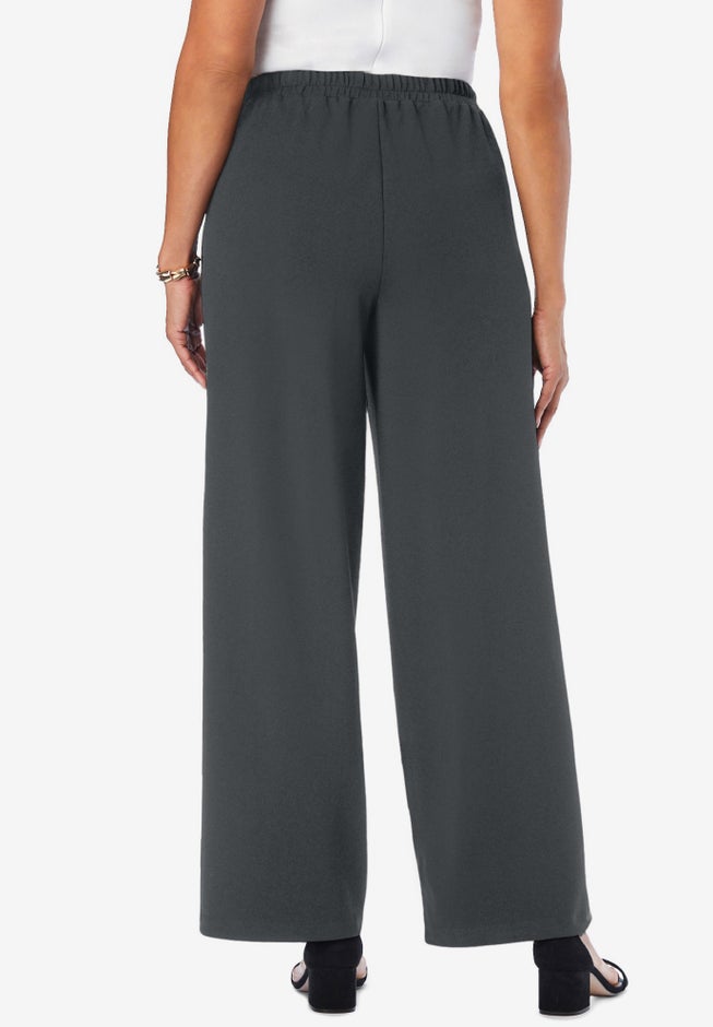 Stretch Knit Crepe Wide Leg Pant image number 2