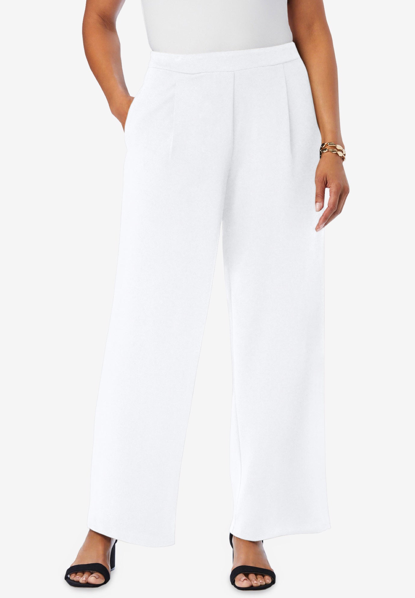 Stretch Knit Crepe Wide Leg Pant image number 0