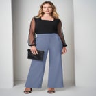 Stretch Knit Crepe Wide Leg Pant image number null