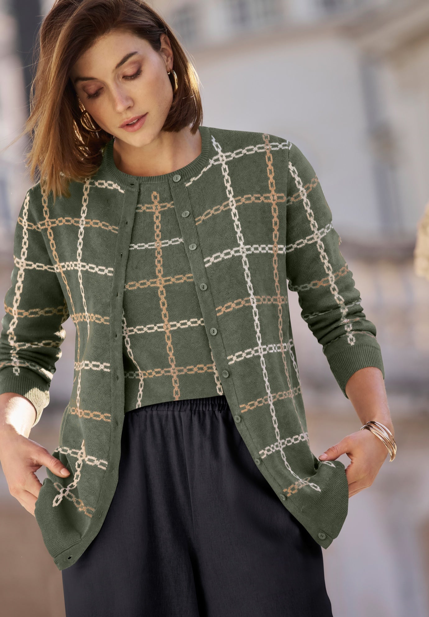 Fine Gauge Button-Front Cardigan image number 0