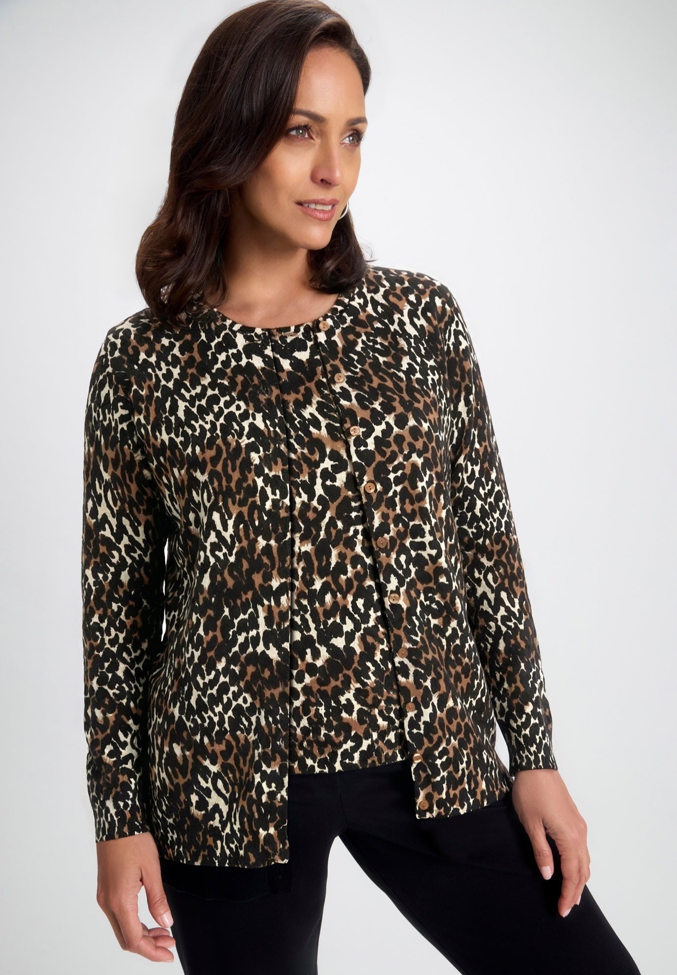 Fine Gauge Button-Front Cardigan image number 0