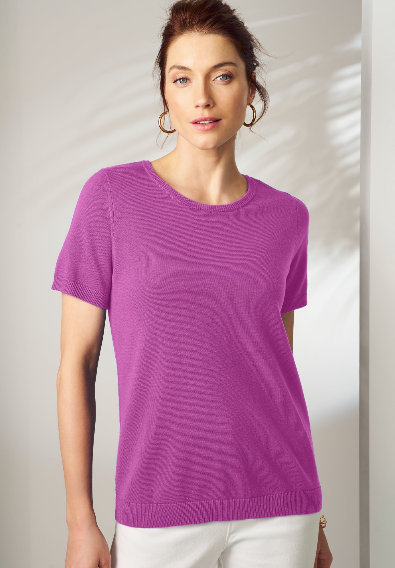 Fine Gauge Crewneck Knit Shell image number 0