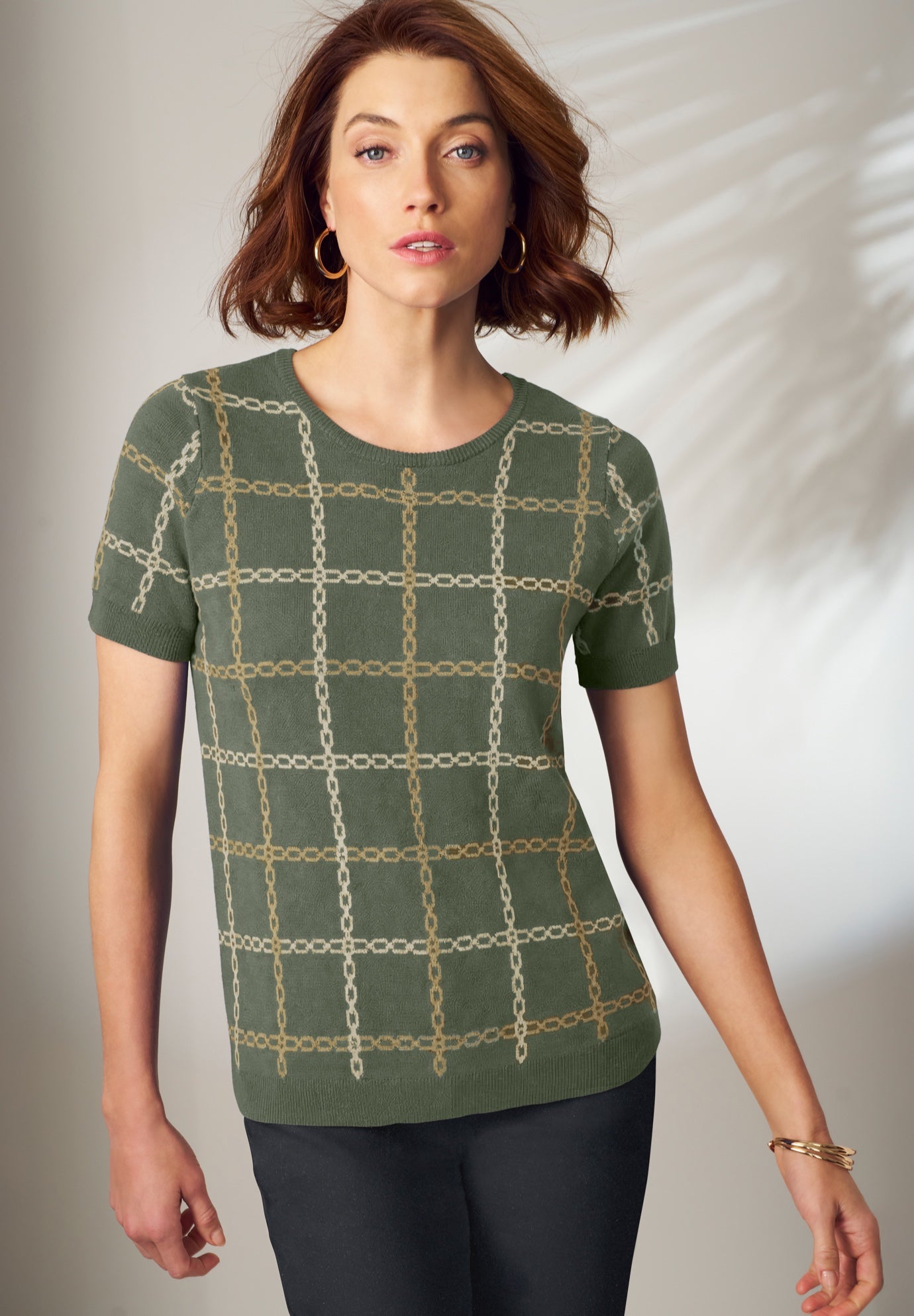 Fine Gauge Crewneck Knit Shell image number 0