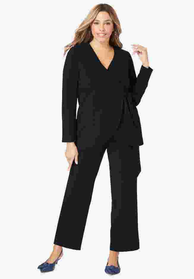 2-Piece Faux Wrap Pantsuit image number 0