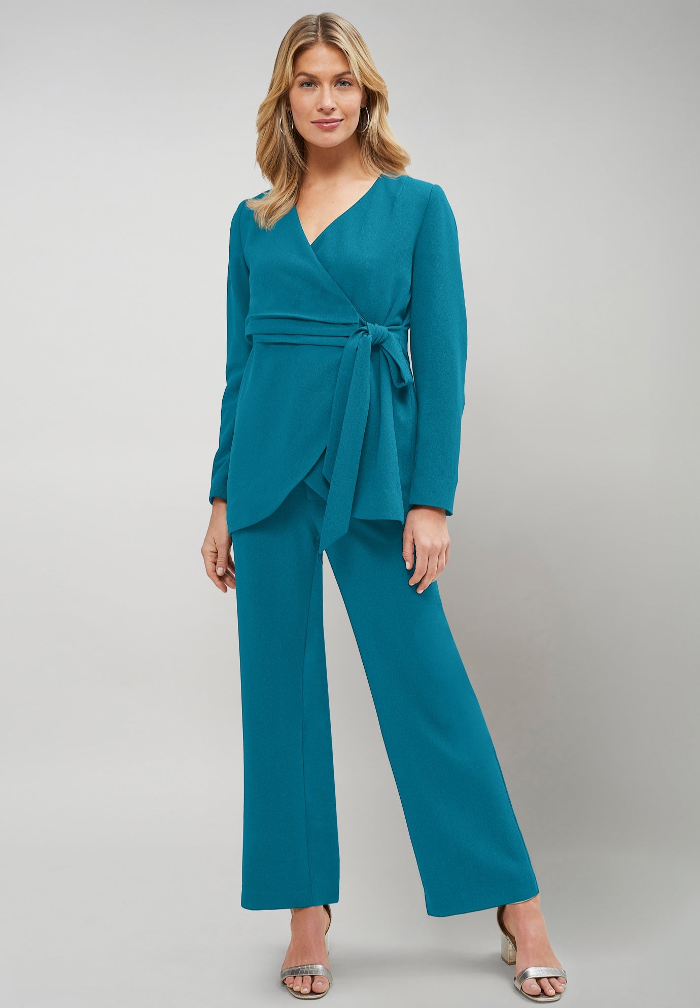2-Piece Faux Wrap Pantsuit image number 0