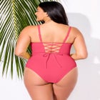Underwire Lace Up One Piece Swimsuit image number 1