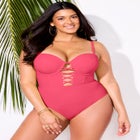 Underwire Lace Up One Piece Swimsuit image number 3