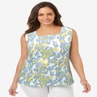 Stretch Cotton Square Neck Tank image number null