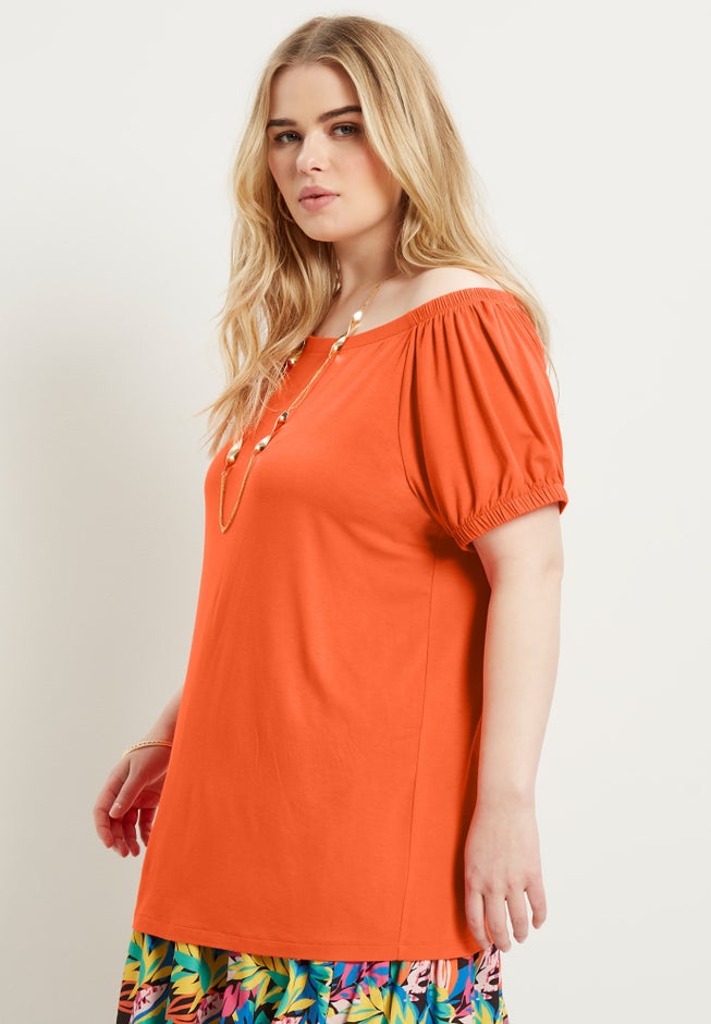 Puff Sleeve Off-The-Shoulder Top image number null