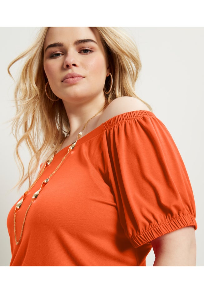 Puff Sleeve Off-The-Shoulder Top image number null