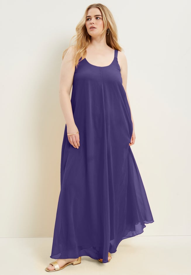 Special Occasion Swing Maxi Dress, Purple Sapphire | Jessica London Special Occasion Swing Maxi Dress, Purple Sapphire | Jessica London