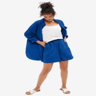 Linen-Blend Elastic Waist Shorts image number null