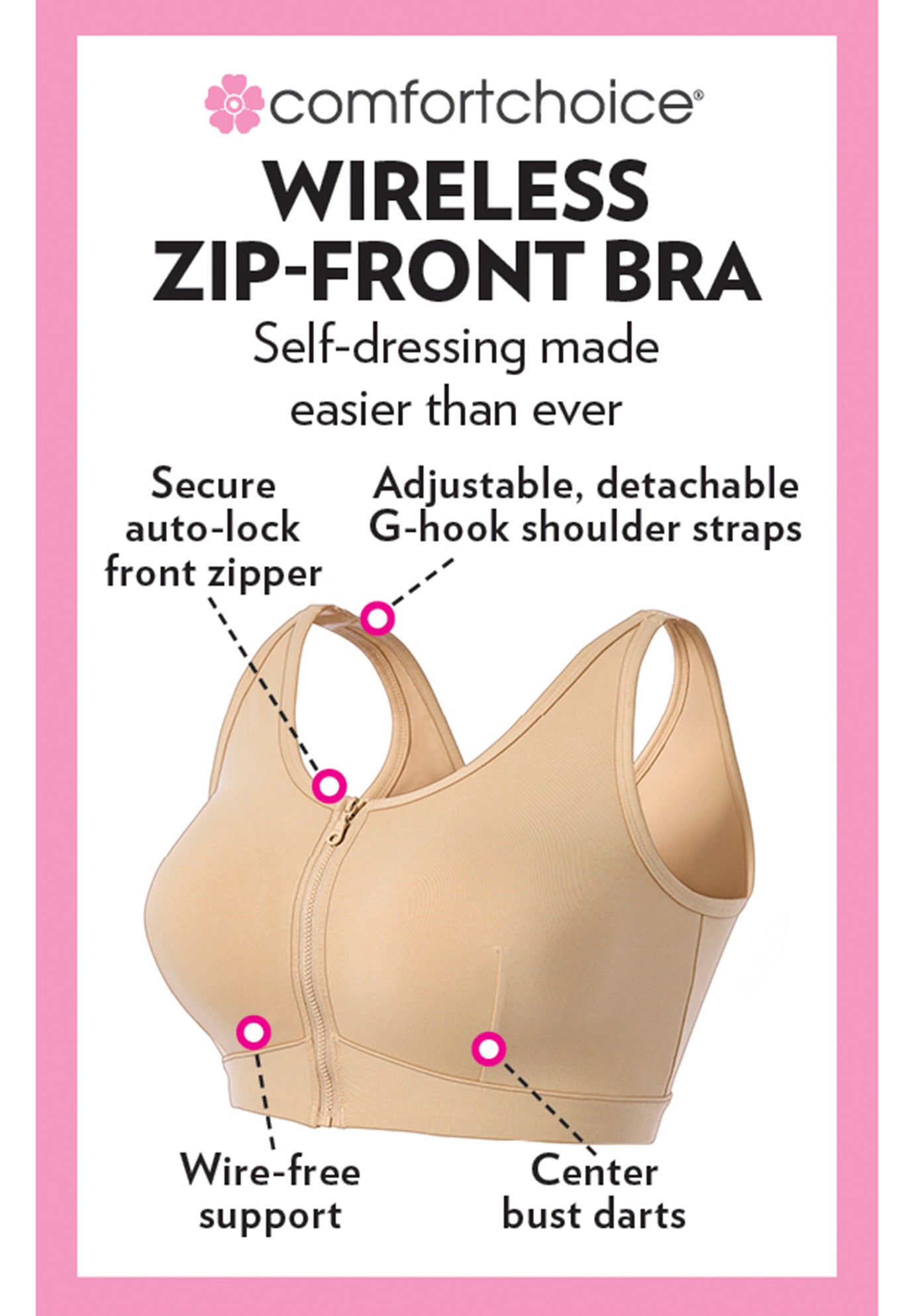 Wireless Zip Front Bra image number 5