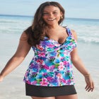 Longer Length Twist Front Tankini Top image number null