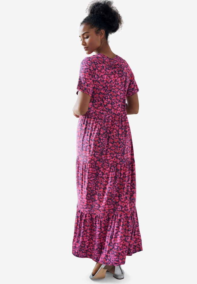 Short Sleeve Tiered Maxi Dress image number 1