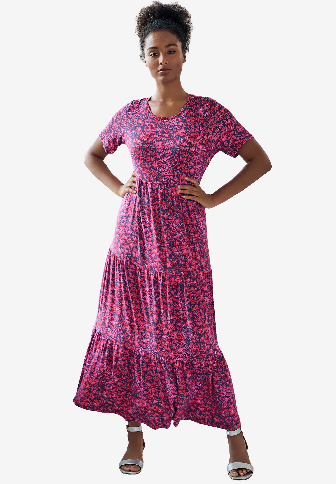 Short Sleeve Tiered Maxi Dress image number 0