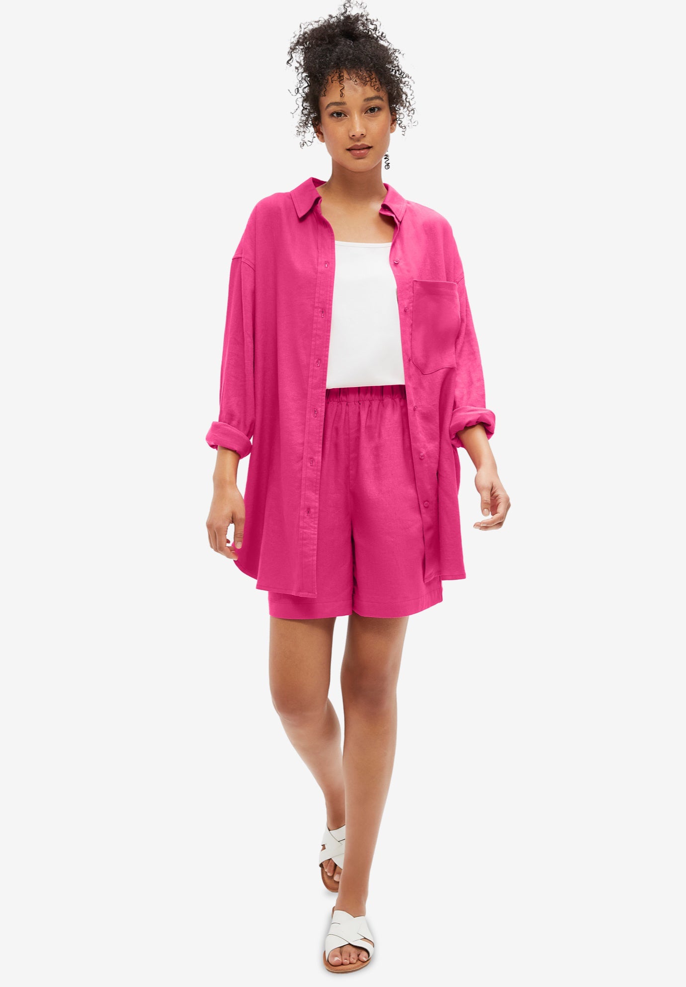 Oversized Linen-Blend Boyfriend Shirt image number 0