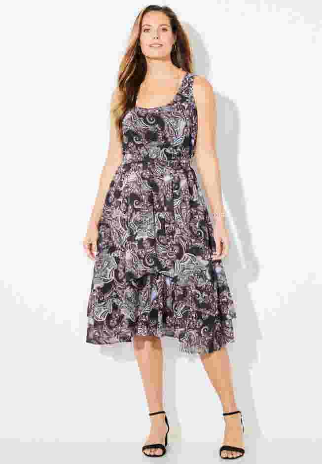 Georgette Flyaway Midi Dress image number 0