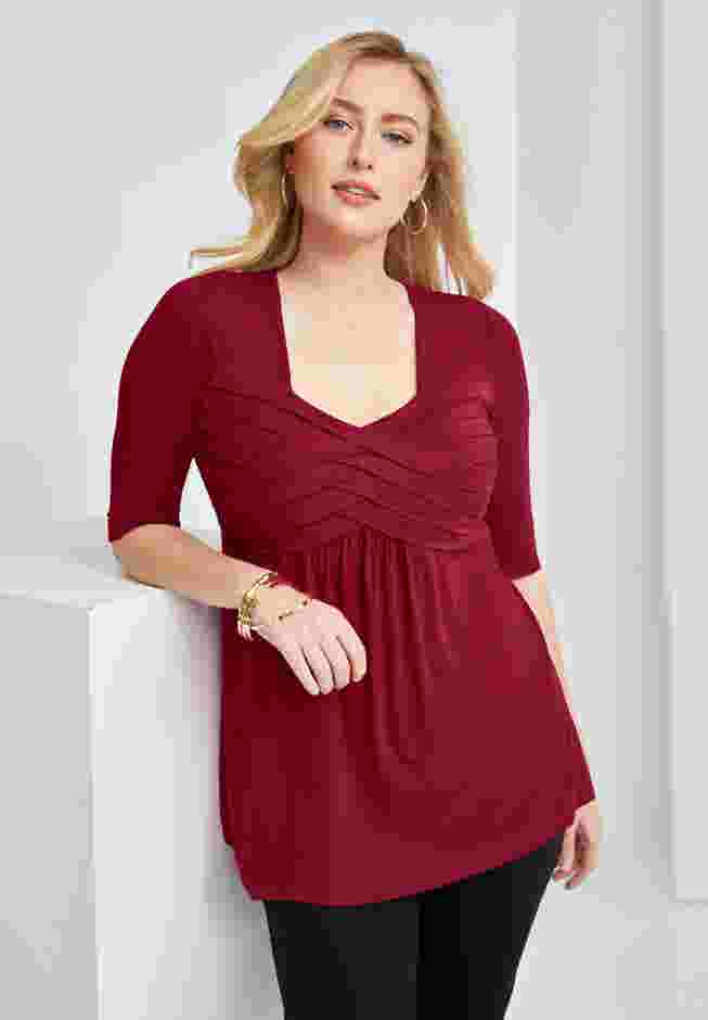 Stretch Knit Pleated Tunic image number 1