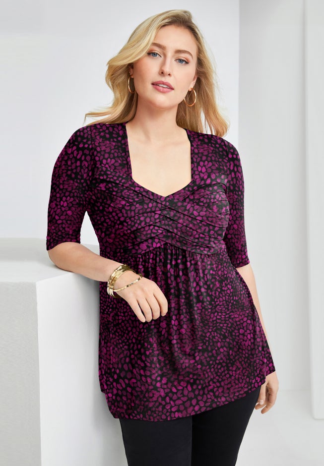 Stretch Knit Pleated Tunic image number 0