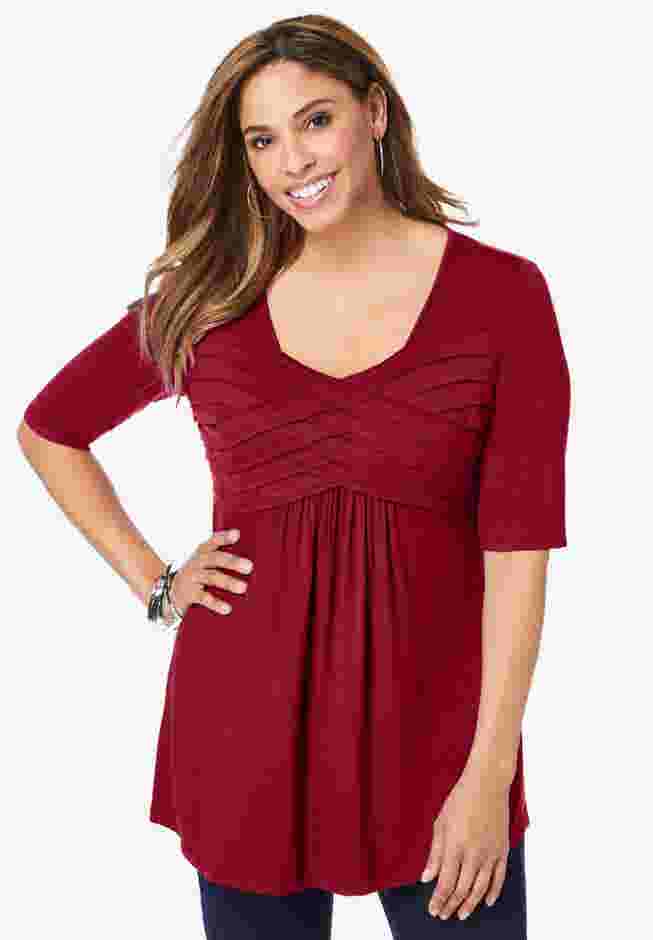 Stretch Knit Pleated Tunic image number 0