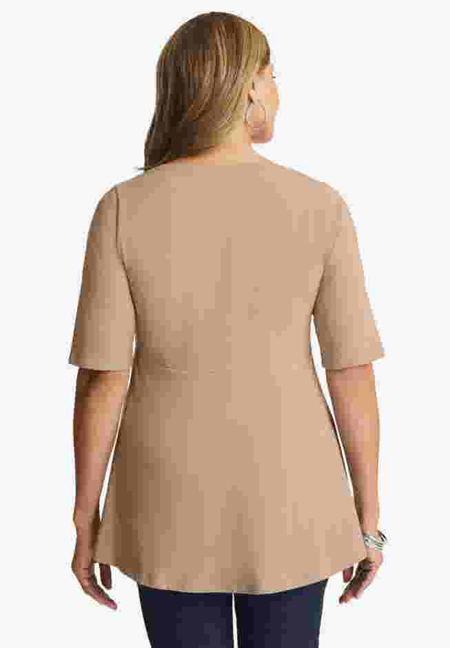 Stretch Cotton Peplum Tunic image number 3