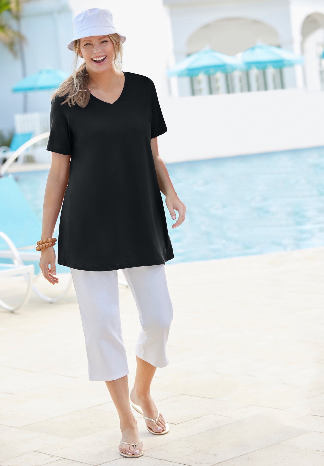 Perfect Short-Sleeve V-Neck Tunic image number 0