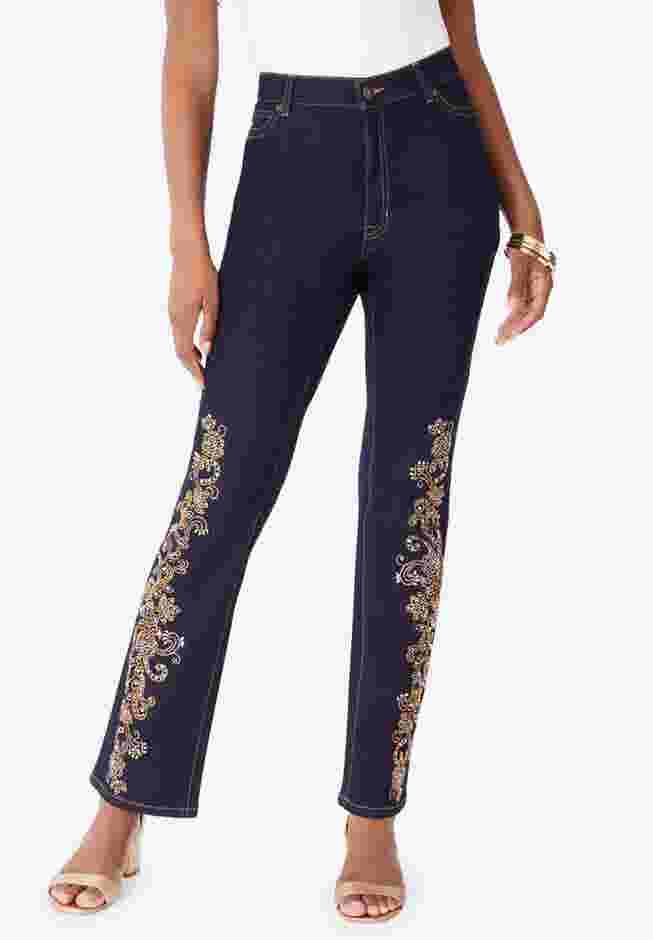 Rhinestone-Detailed Bootcut Jean image number 0