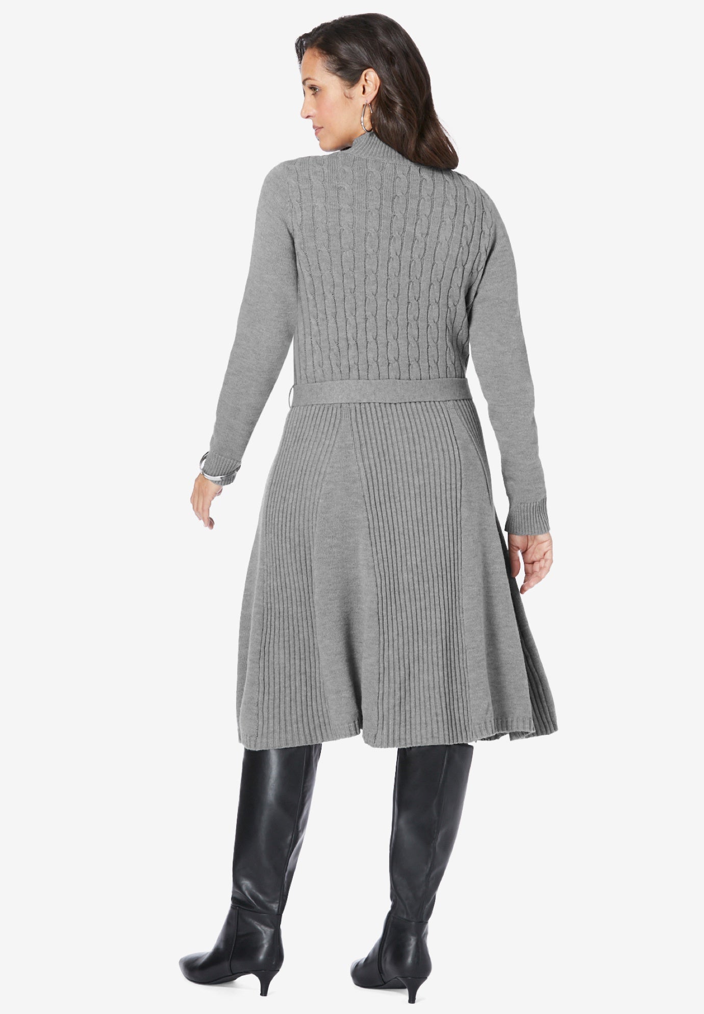 Belted Cable Sweater Dress image number 1