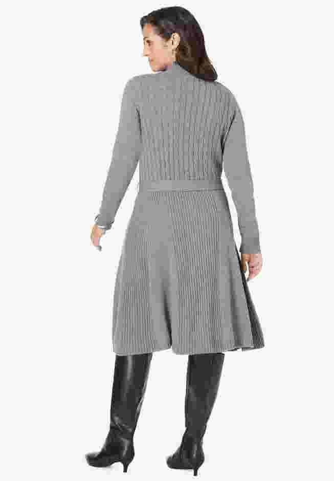Belted Cable Sweater Dress image number 1