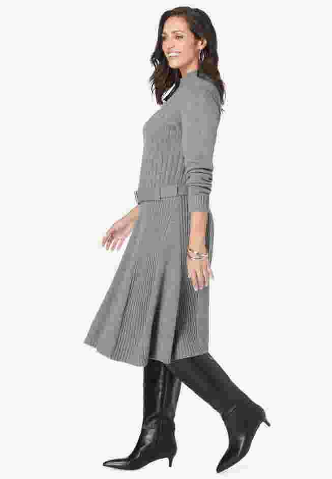 Belted Cable Sweater Dress image number 2