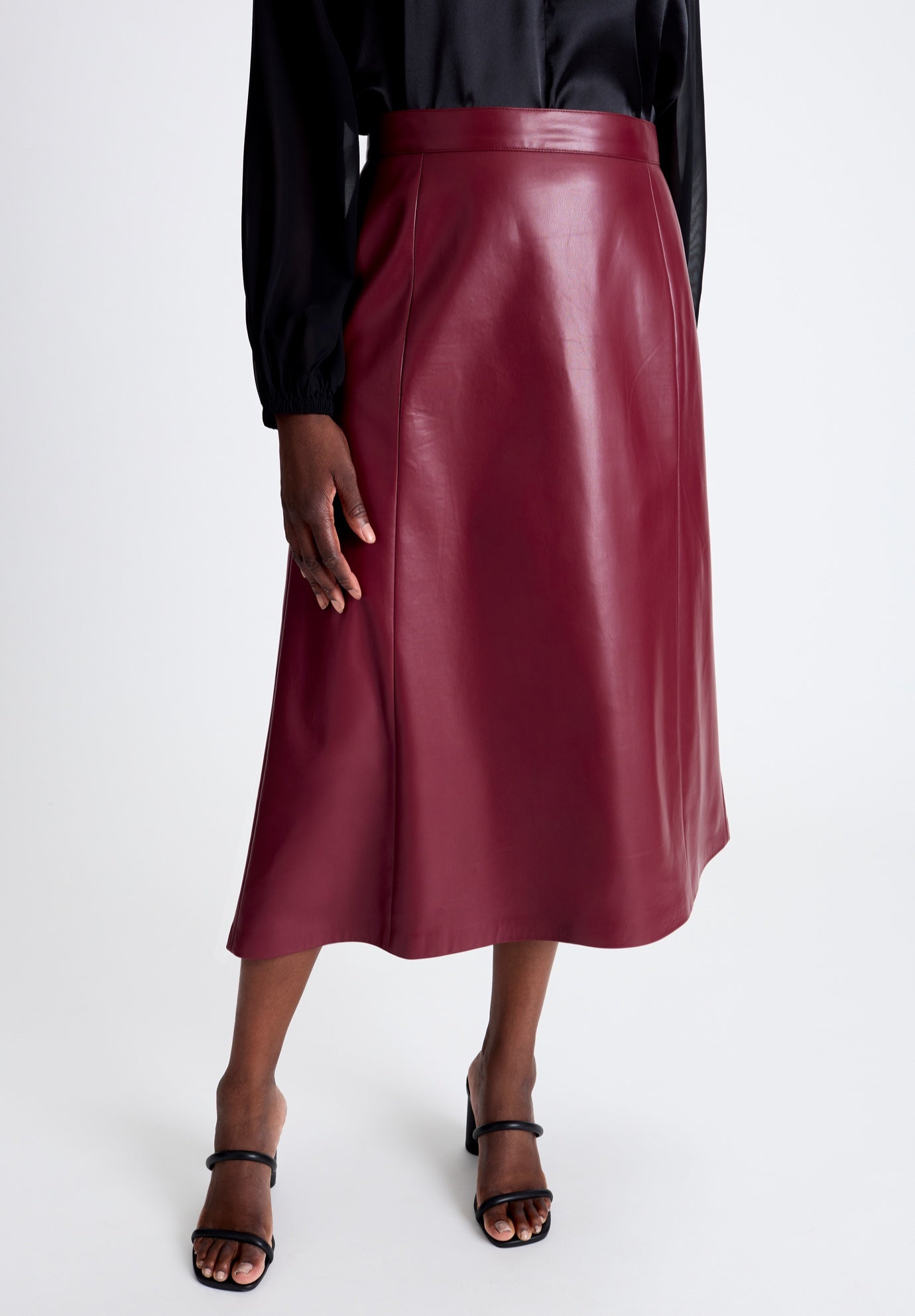 Faux Leather Midi Skirt image number 0