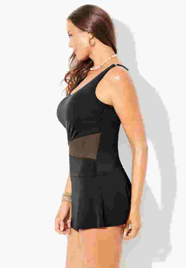 Mesh Panel Underwire Swimdress image number 3