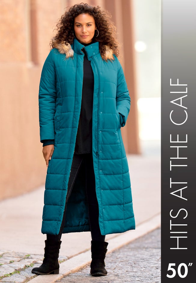 Plus Size Maxi Length Puffer Coat image number 3