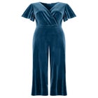 Flutter Sleeve Velvet Jumpsuit image number null