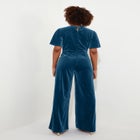 Flutter Sleeve Velvet Jumpsuit image number null
