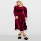Crew Neck Velvet Midi Dress image number 1