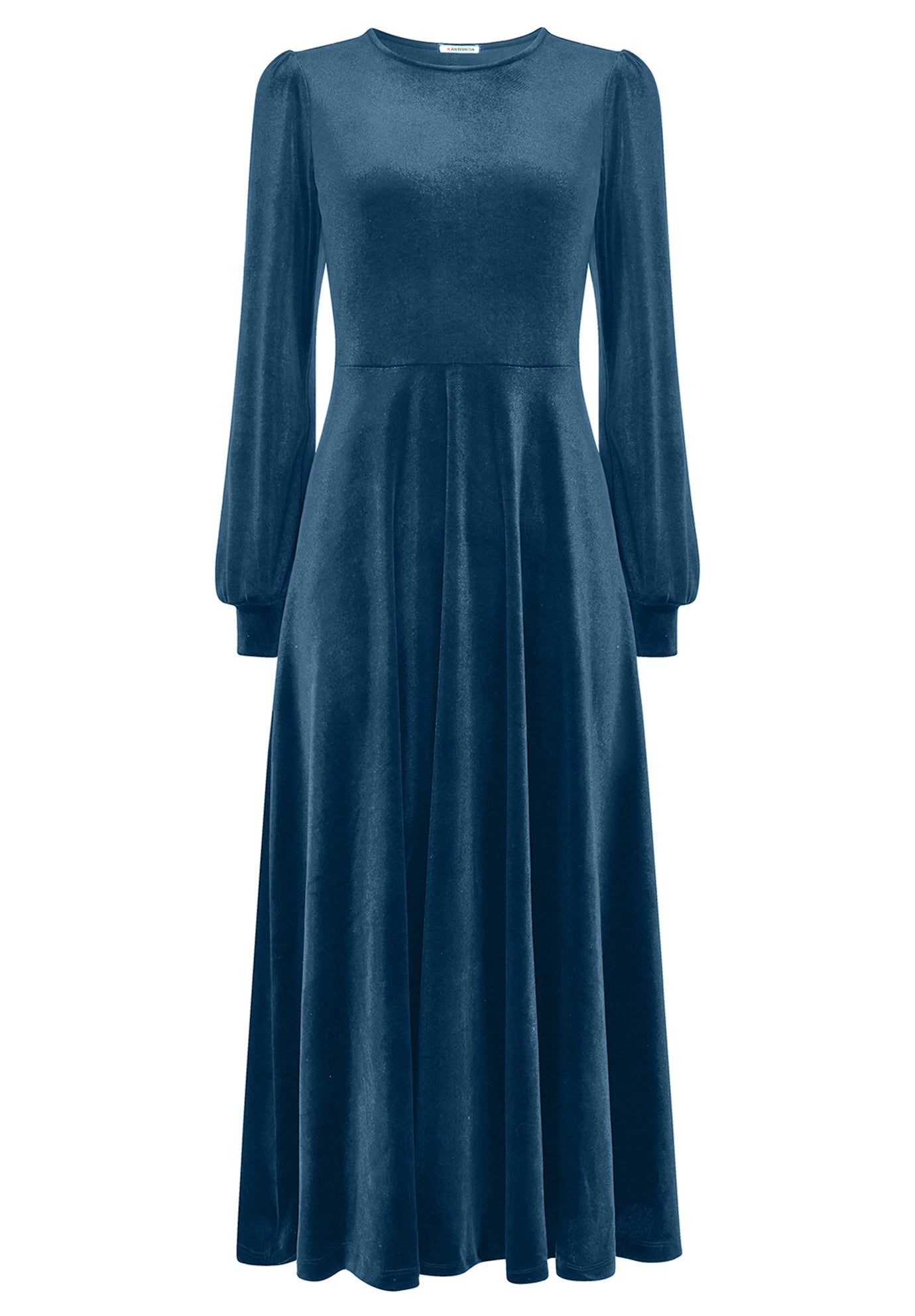 Crew Neck Velvet Midi Dress image number 4