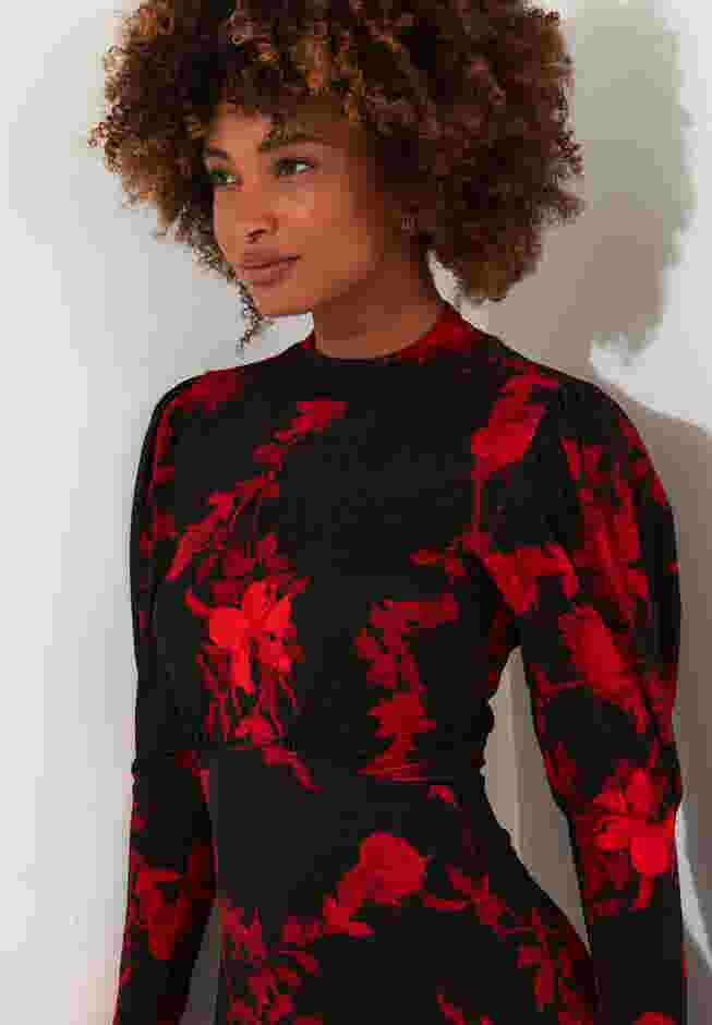 Stretch Knit Mockneck Maxi Dress image number 4